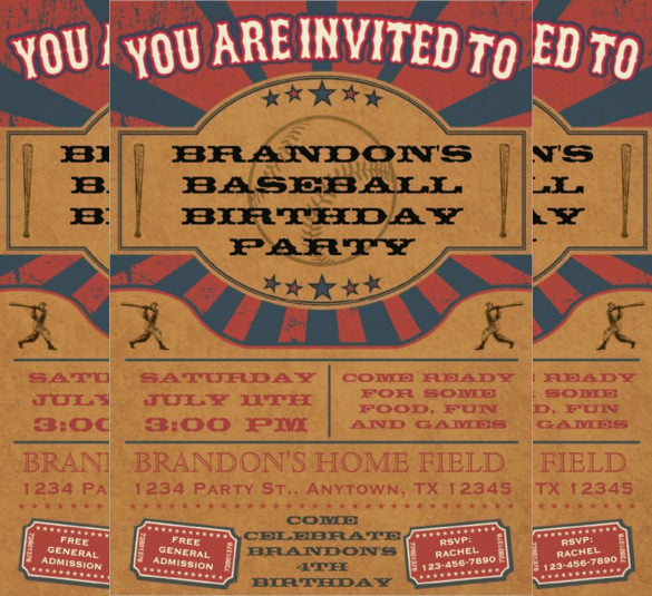 vintage baseball birthday party invitation