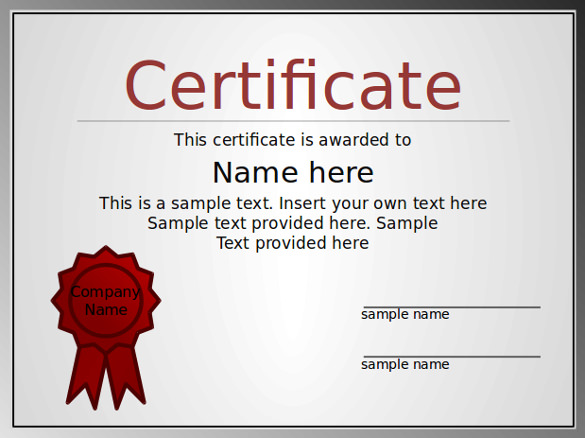 certificate of completion template free download in word