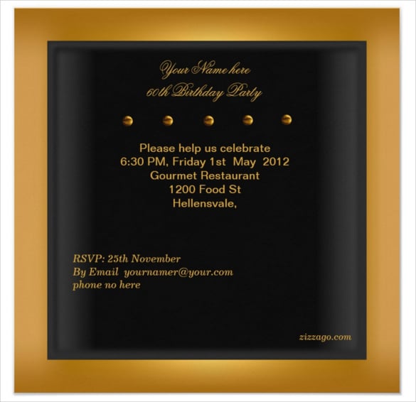 mens gold black email birthday invitation