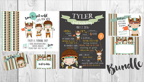 tribal boys email birthday party printable set