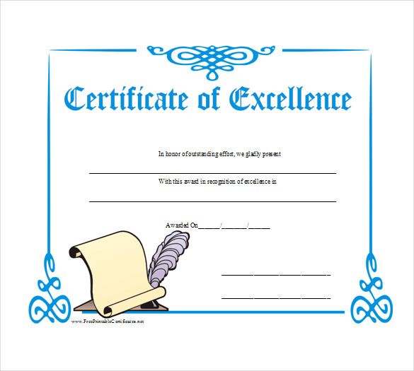 business certificate of excellence pdf template free download