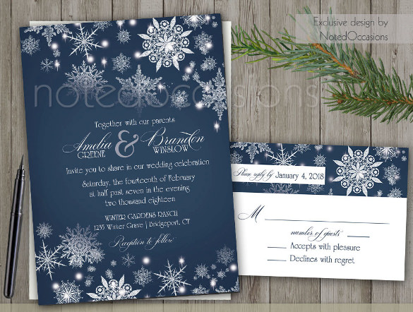 Sakura food recipe Winter Wedding Invitation Templates
