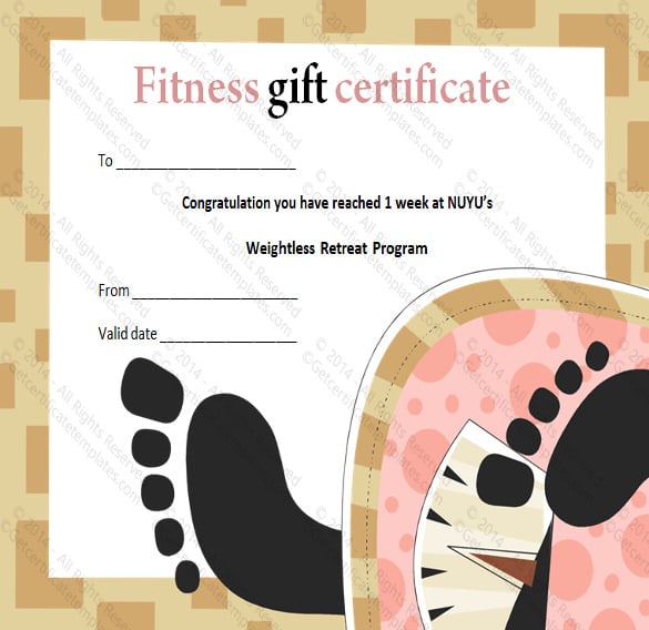 weight loss and fitness gift certificate template