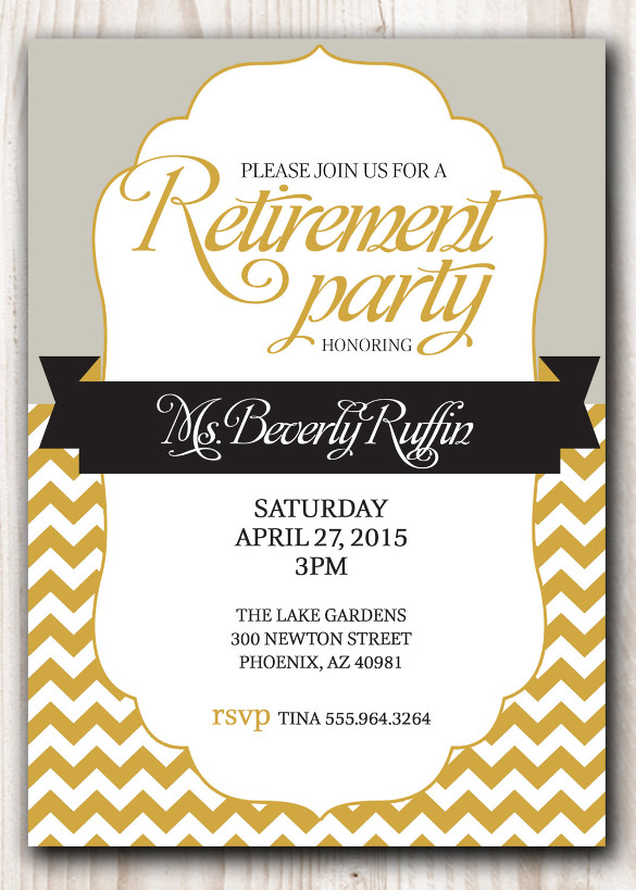 retirement party invitation gold and silver or pick any color accent