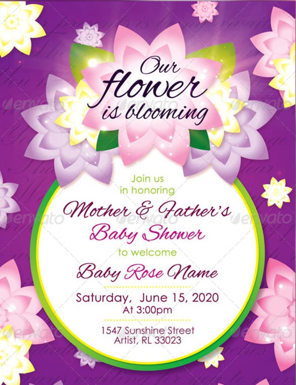 flower girl baby shower invitation raffle ticket