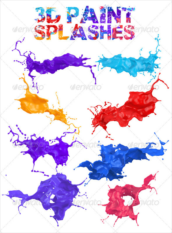 d paint splashes with transparent background psd download