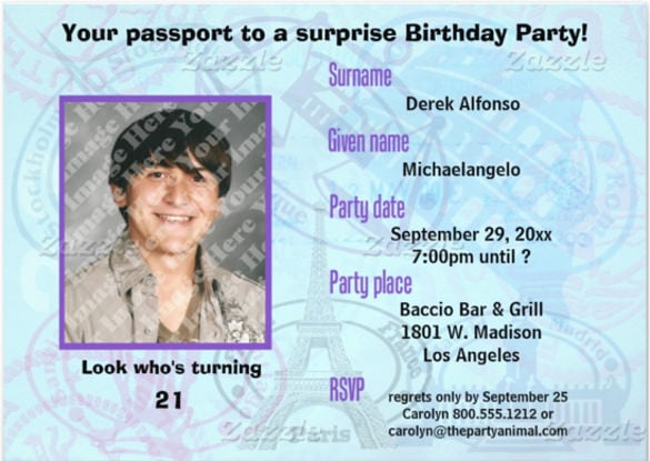 customizable passport party invitation