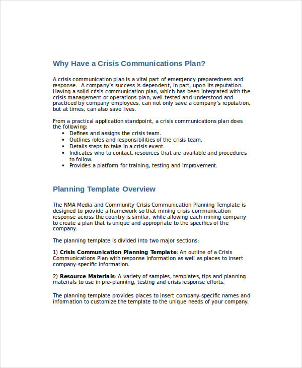 safety crisis communications template