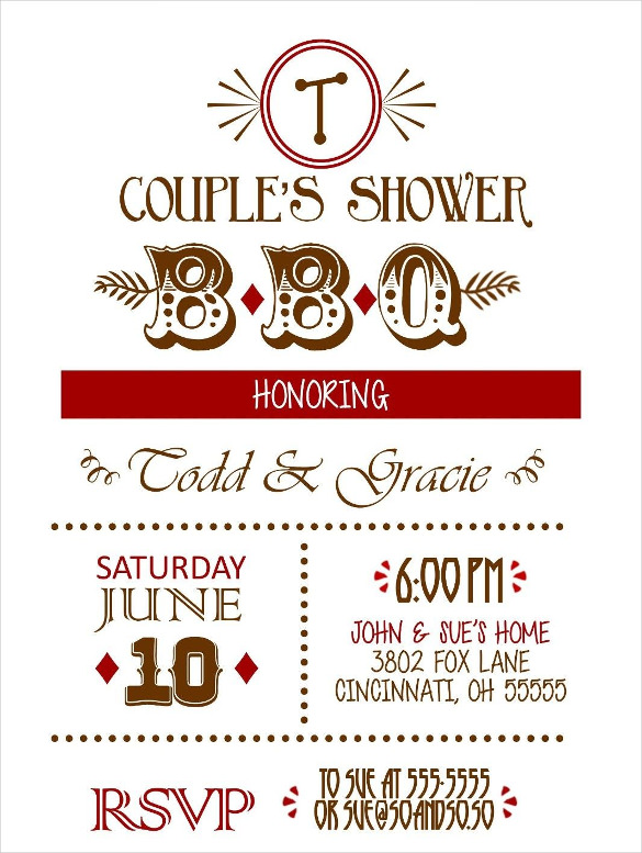bbq couples bridal wedding shower invitation any colors barbeque