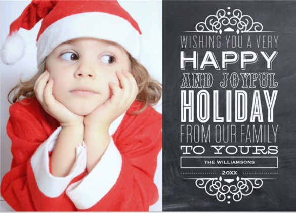 red chalkboard holiday photo card