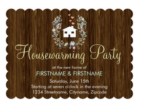 rustic floral housewarming party invitations
