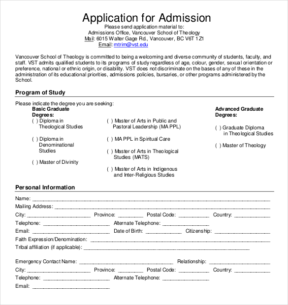 11+ School Application Templates PDF, DOC