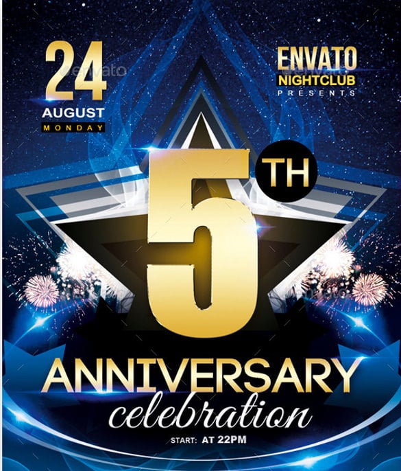 thick blue anniversary party flyer