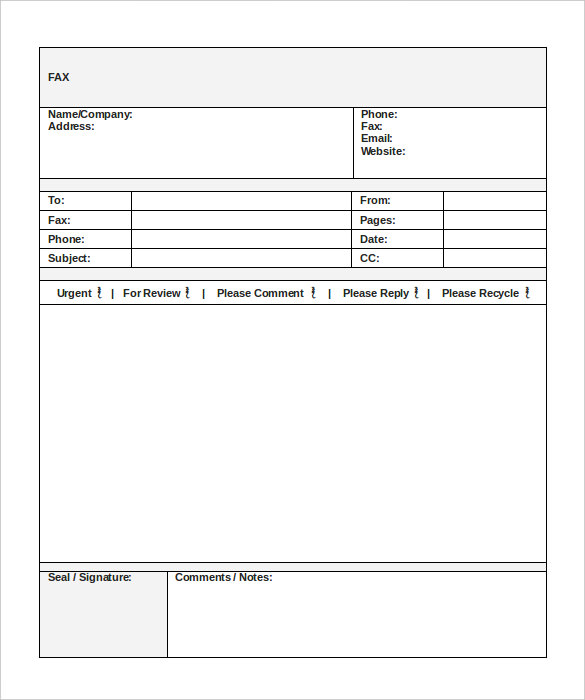 business fax cover sheet template free download printable