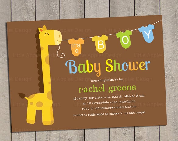 giraffe baby shower invitation