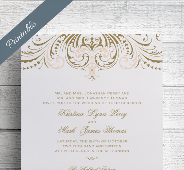 vintage wedding invitation printables blush and gold psd format