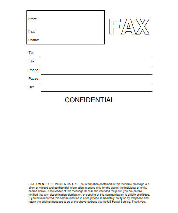 generic fax form cover sheet