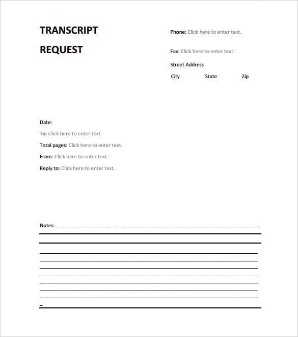 free transcript request fax cover sheet template pdf