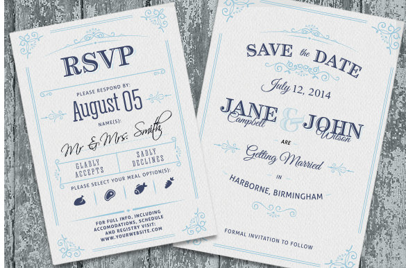 vintage wedding invitation rsvp psd format