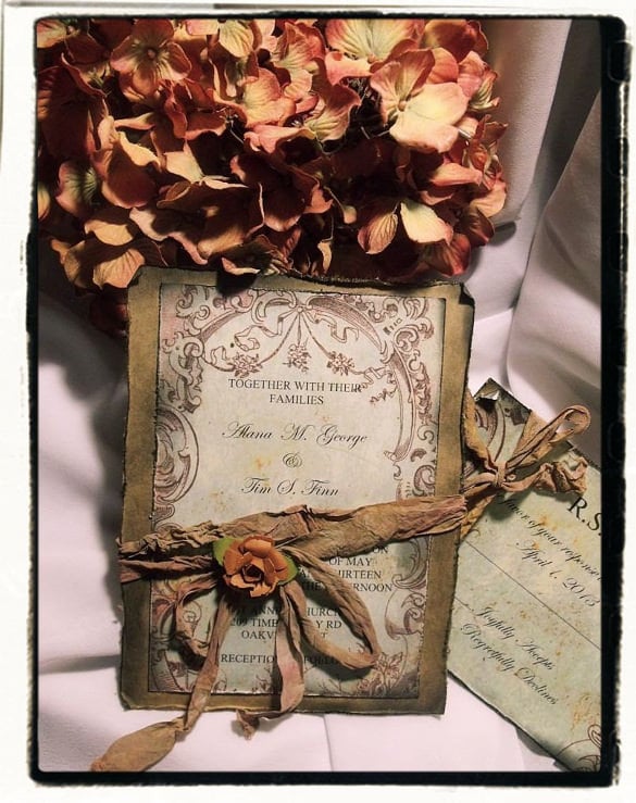 fall vintage wedding invitation psd