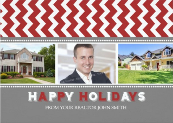 happy holidays photo card real estate business