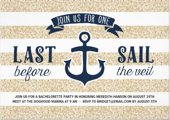 last sail nautical bachelorette party invitation