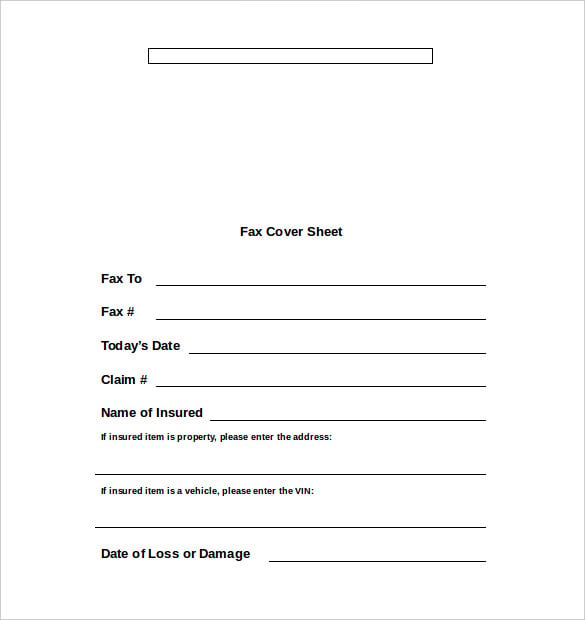 professional insurance claim fax cover sheet word format