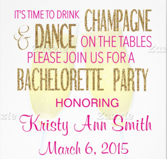 white bachelorette or hens party invitation