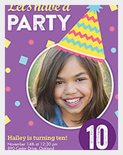 Confetti Party Girl Birthday Invitation