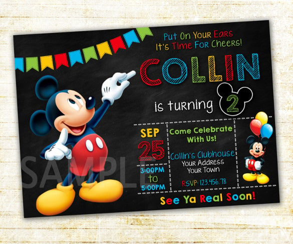 custom personalized mickey mouse birthday invitation