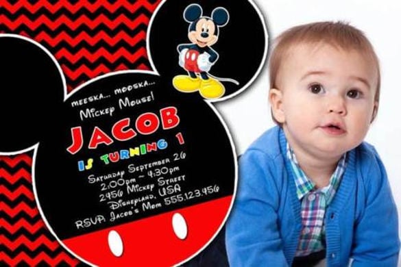mickey mouse photo birthday party invitation diy print and save1