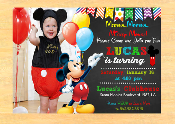 custom mickey mouse 1st birthday invitations1