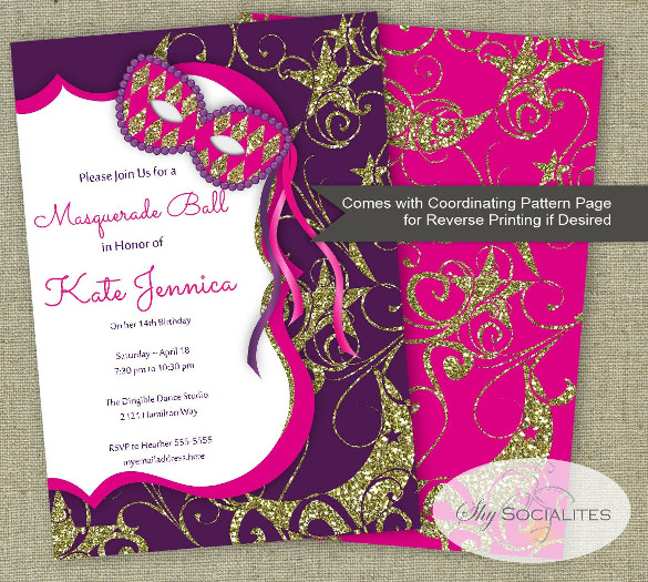 masquerade ball invitation mardi gras party