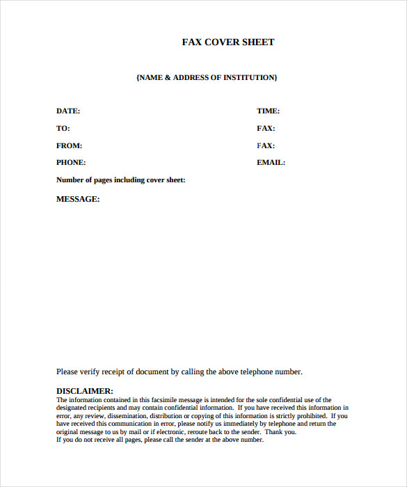 medical institution fax cover sheet template pdf format