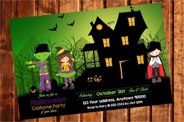 halloween costume birthday party kids invitations
