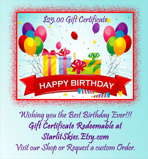 Birthday Gift Certificate Sample Templates For Word Professional Free 