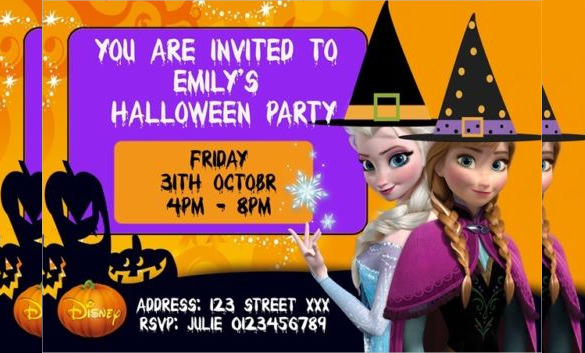 frozen halloween party invitation cards