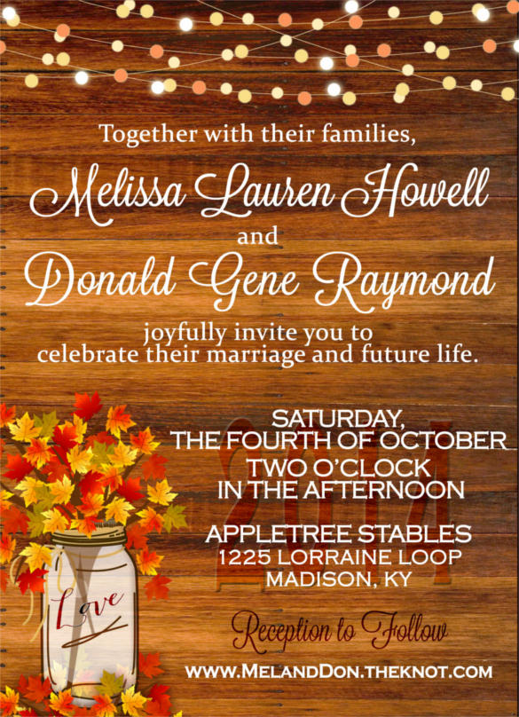 Free Fall Wedding Invitation Templates