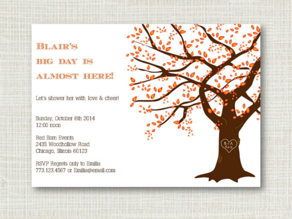 rustic fall bridal shower orange fall wedding invitation download