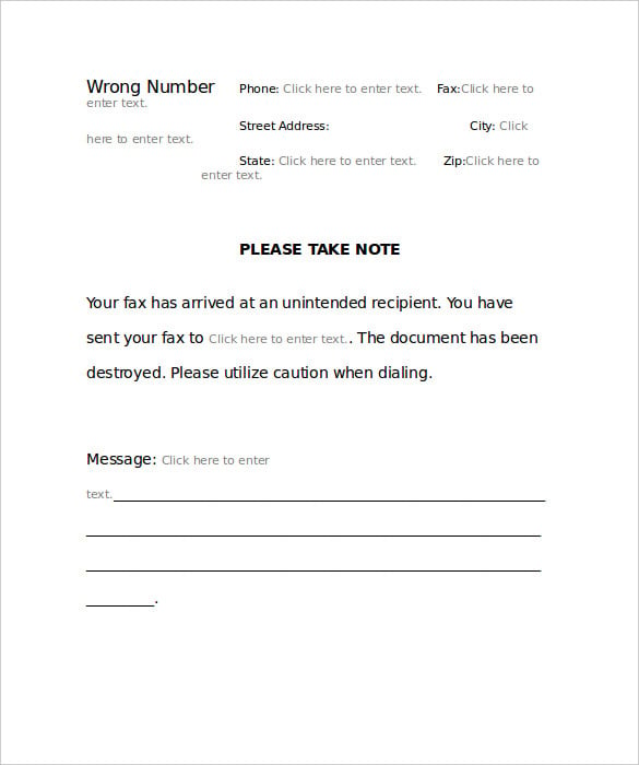 editable wrong number fax cover sheet template