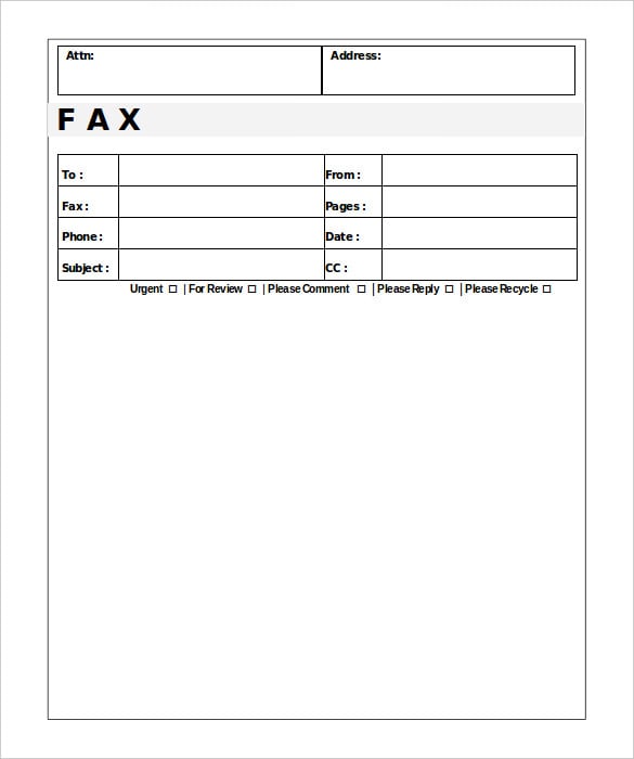 free basic attention fax template download