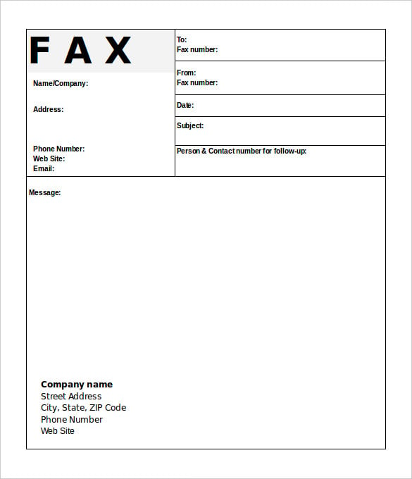 basic followup fax template word format free download