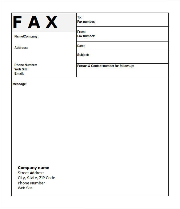 Fax Template Word Document