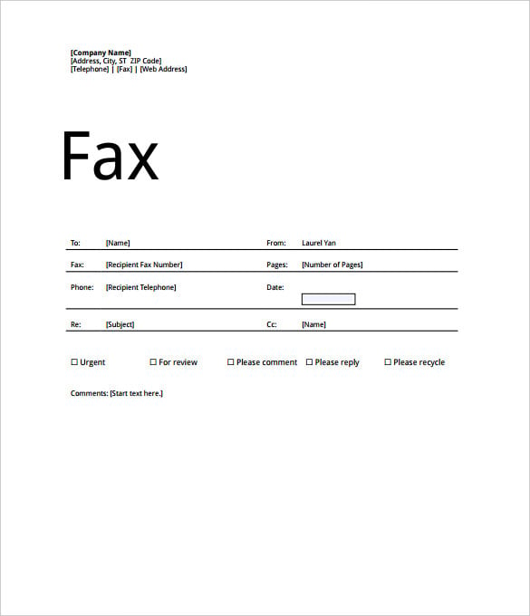 free basic generic fax cover sheet template pdf format