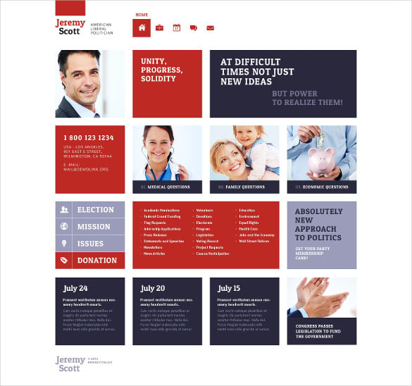 political candidate responsive website bootstrap template