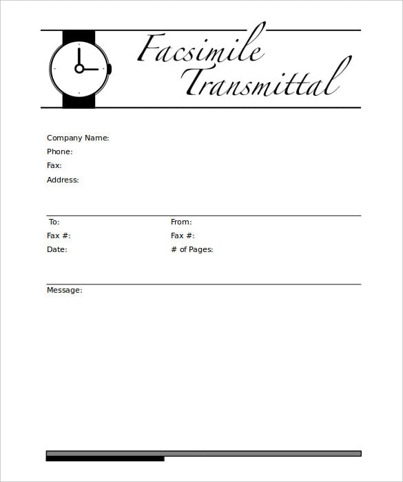 clock generic fax cover sheet template printable