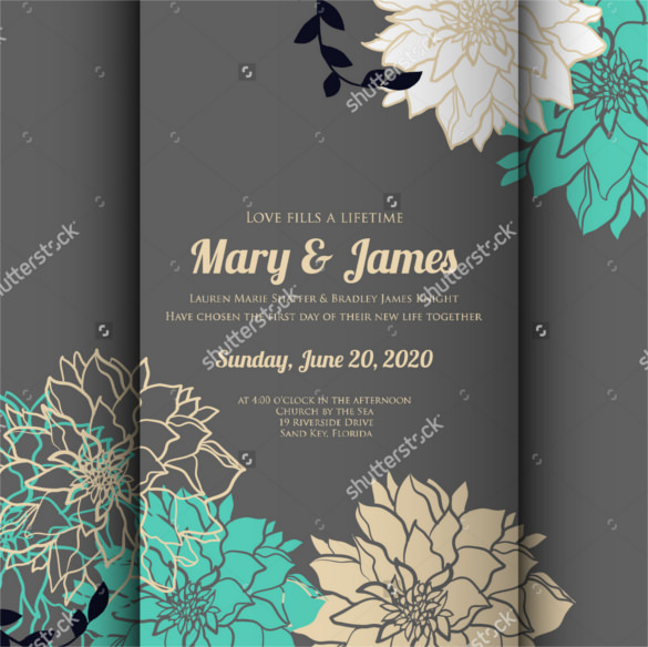 elegance pattern with flowers country wedding invitation 