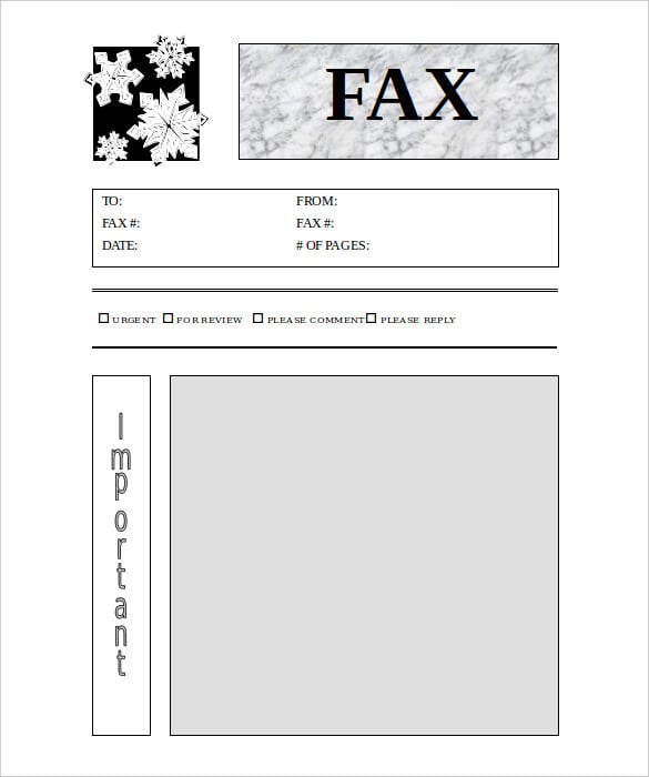 snowflakes printable fax cover sheet word doc sample