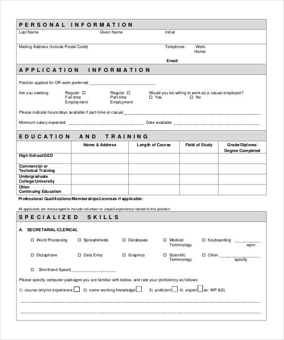 21+ Employment Application Templates PDF, DOC