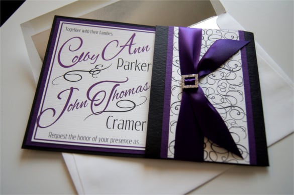 colbys custom purple pocket wedding invitation